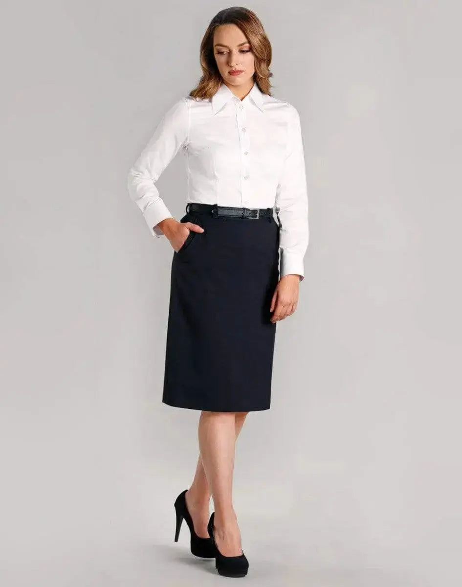 BENCHMARK Women's Poly/Viscose Stretch Twill Flexi Waist A-line Utility Lined Skirt M9478 Metro Workwear.