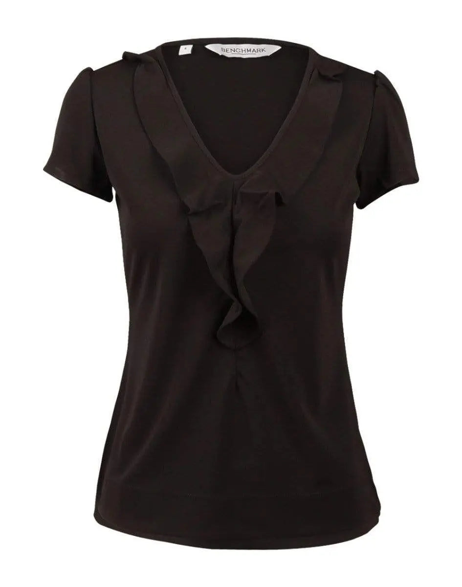 BENCHMARK Women's Ruffle Front Blouse M8820 Corporate Wear Benchmark Black 6