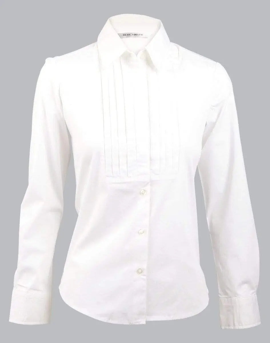 BENCHMARK Women's Stretch Tuck Front Long Sleeve Shirt M819 Corporate Wear Benchmark White 6
