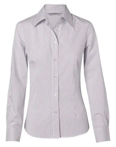BENCHMARK Women's Ticking Stripe Long Sleeve Shirt M8200L Metro Workwear.