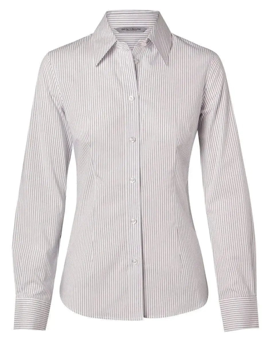 BENCHMARK Women's Ticking Stripe Long Sleeve Shirt M8200L Metro Workwear.