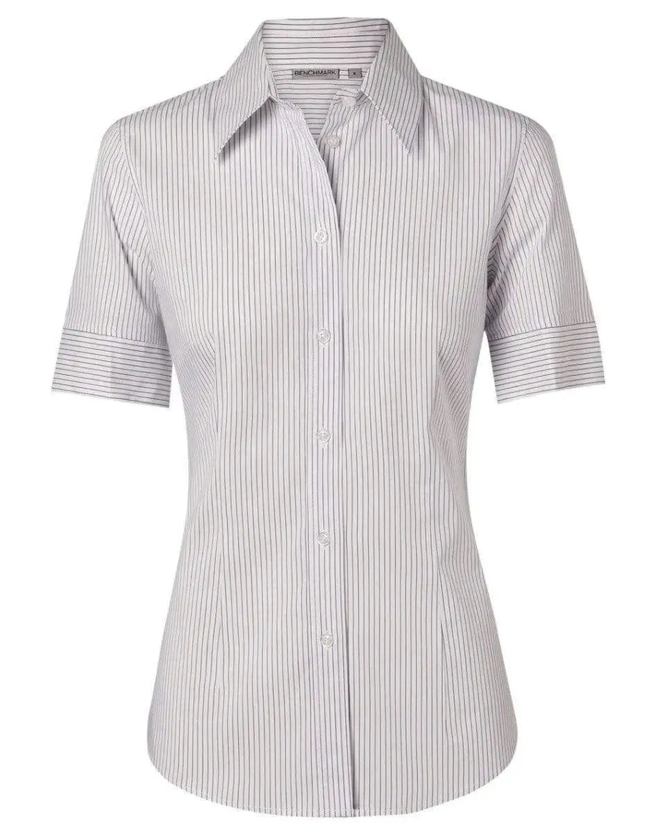 BENCHMARK Women's Ticking Stripe Short Sleeve Shirt M8200S Metro Workwear.