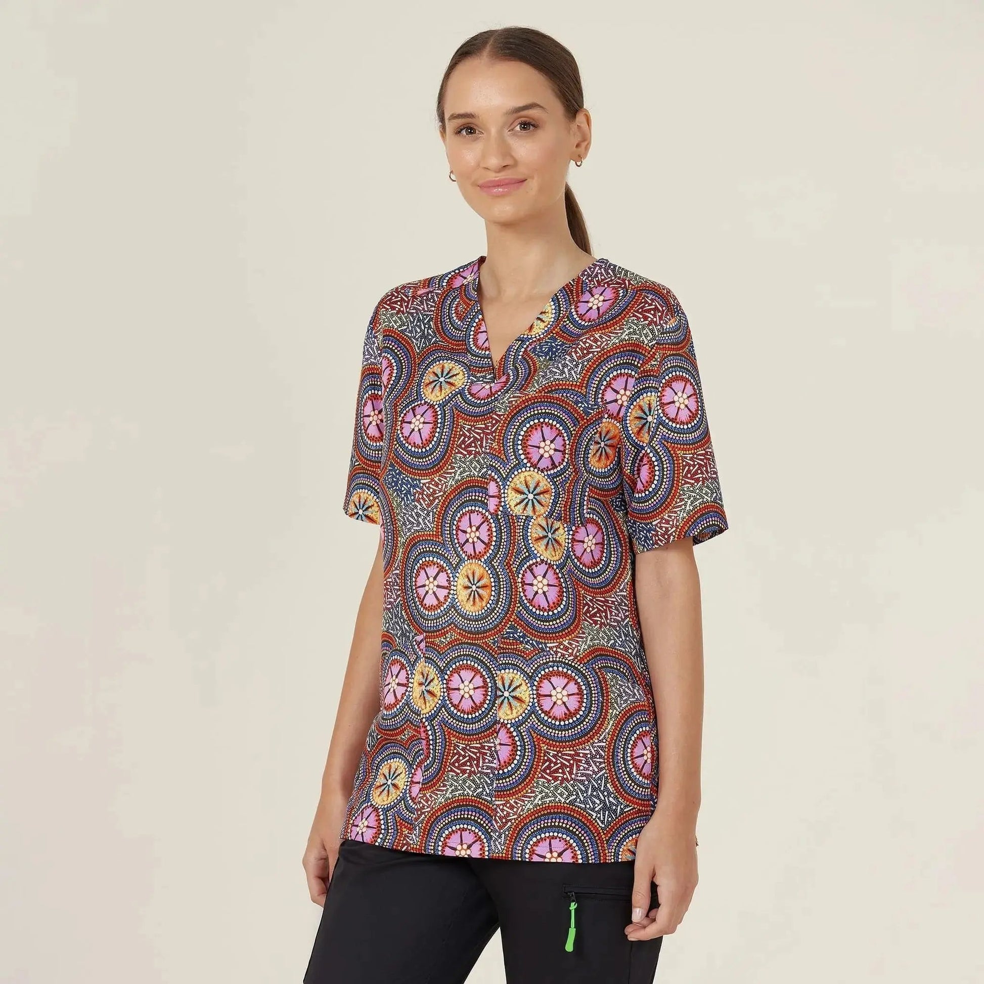 NNT Bush Tucker Indigenous Printed Unisex Scrub Top CATRGJ - Simply Scrubs Australia
