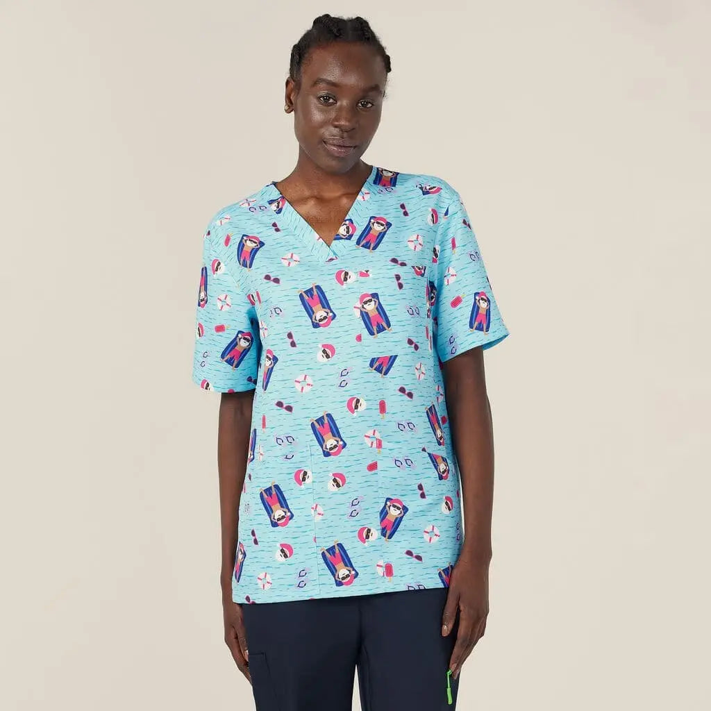 Unisex Christmas Santa Pool Party Scrub Top CATRGK - City Workwear