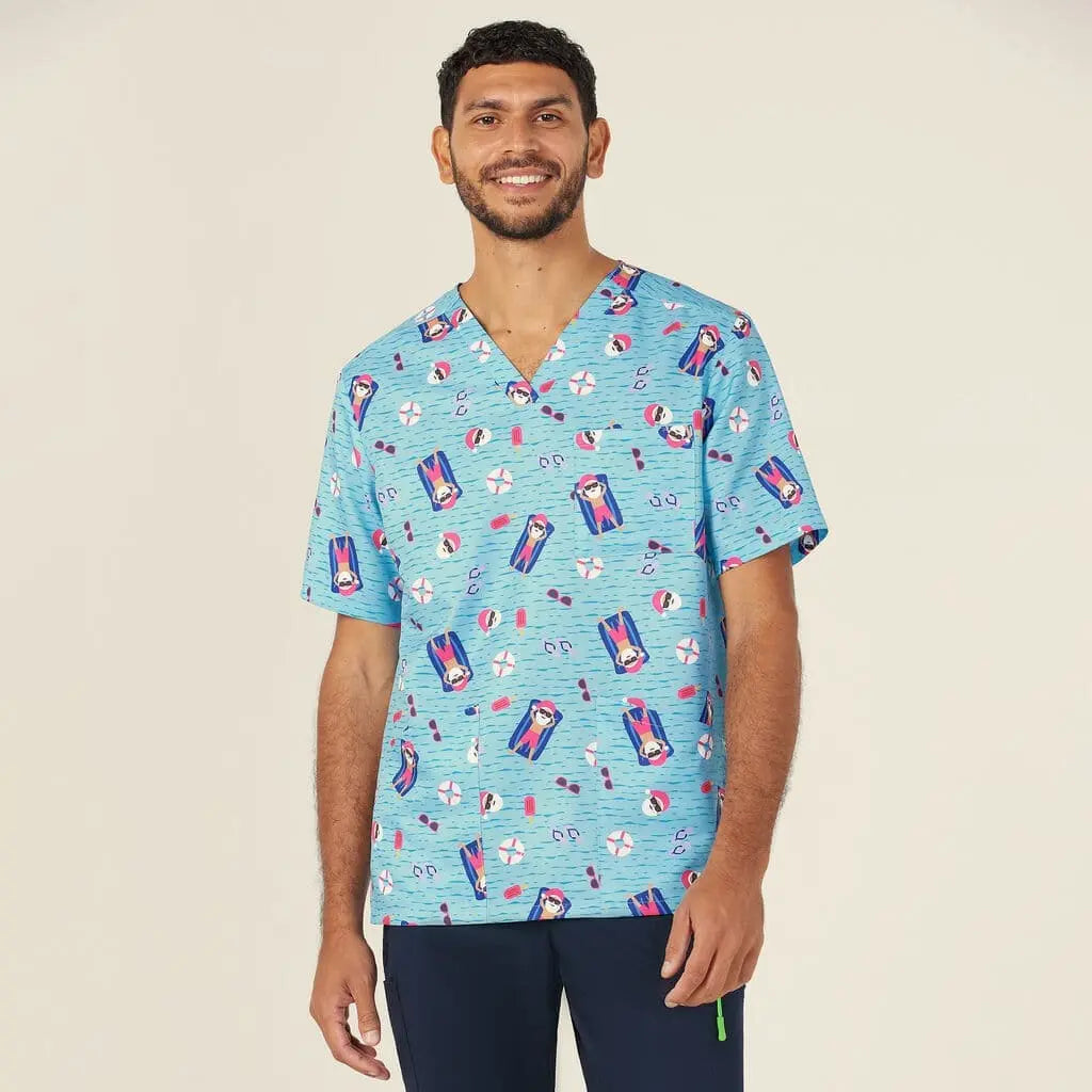 Unisex Christmas Santa Pool Party Scrub Top CATRGK - City Workwear