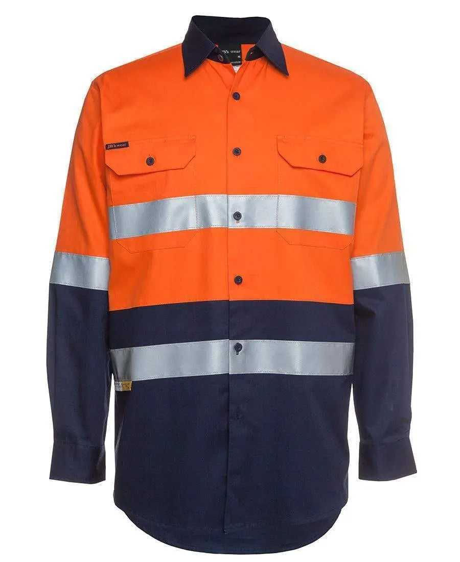 Jb's Wear Work Wear Orange/Navy / 3XS JB'S Hi-Vis Long Sleeve Work Shirt 6DNWL