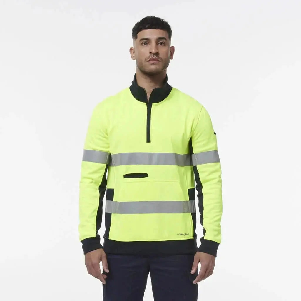 KingGee Hi Vis Spliced 1/4 Zip Taped Fleece K55040Â