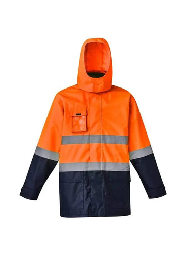 Syzmik Workwear Mens Hi Vis Basic 4 in 1 Waterproof Jacket ZJ220 flash uniforms XXS Orange/Navy