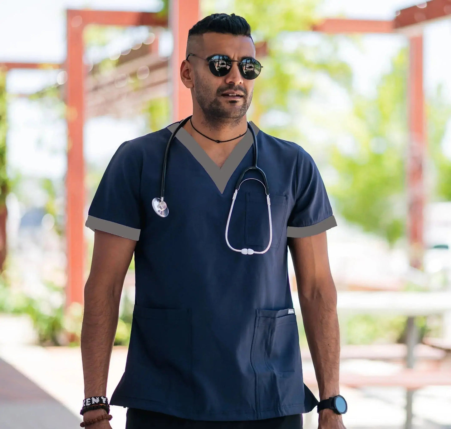 Softies Stanmore Unisex Contrast Trim Scrub Top STANT01 Simply Scrubs Australia