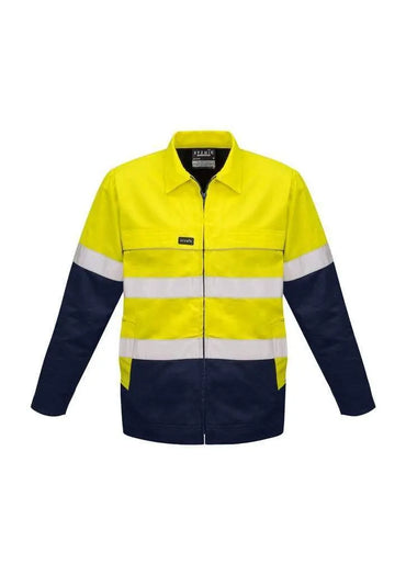 SYZMIK Men’s Hi Vis Cotton Drill Jacket ZJ590 Work Wear Syzmik Yellow/Navy XXS