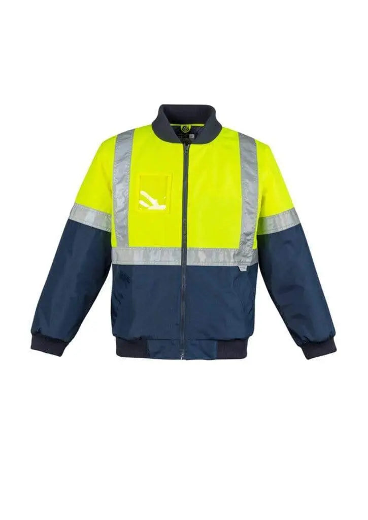 SYZMIK Men’s Hi Vis Quilted Flying Jacket ZJ351 Work Wear Syzmik Yellow/Navy S