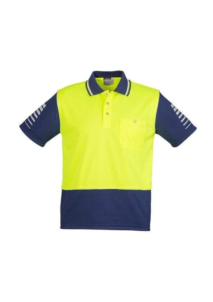 SYZMIK Men’s Hi Vis Zone Polo ZH236 Work Wear Syzmik Yellow/Navy 7XL