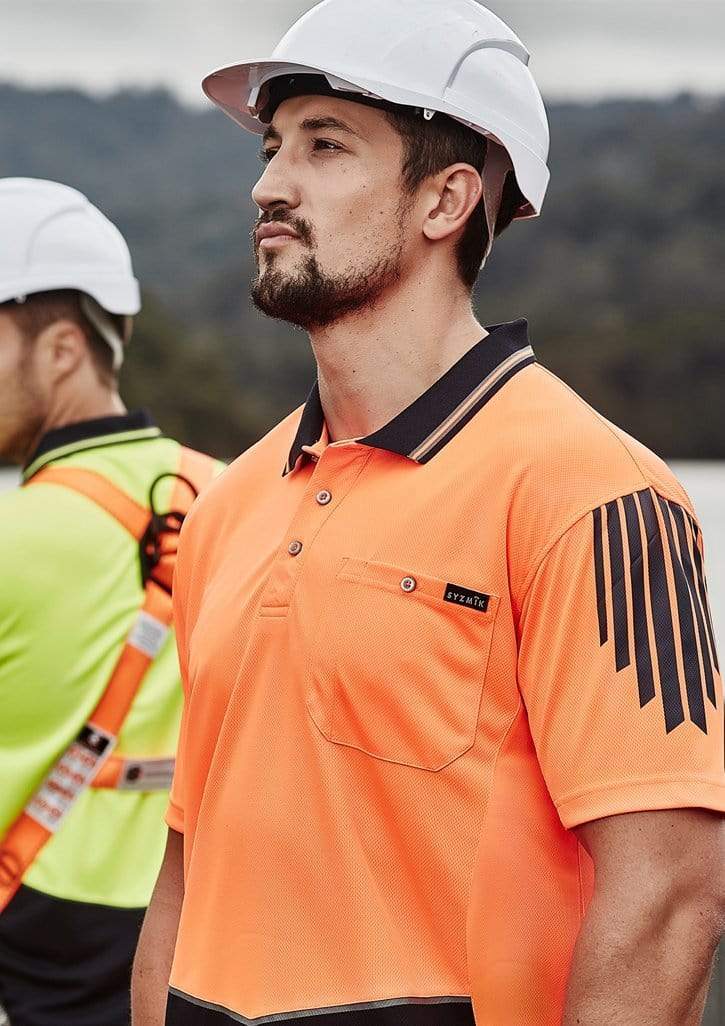 SYZMIK mens hi vis flux s/s polo zh315 Work Wear Syzmik