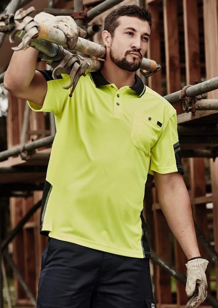 SYZMIK mens reinforced hi vis squad s/s polo zh465 Work Wear Syzmik