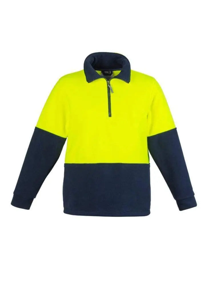 SYZMIK Unisex Hi-Vis Half Zip Fleece Jumper ZT460 Work Wear Syzmik Yellow/Navy XXS