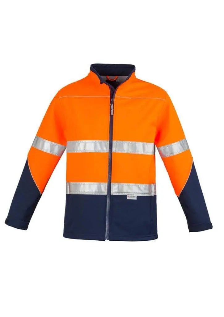 SYZMIK Unisex Hi Vis Soft Shell Jacket ZJ353 Work Wear Syzmik Orange/Navy XXS