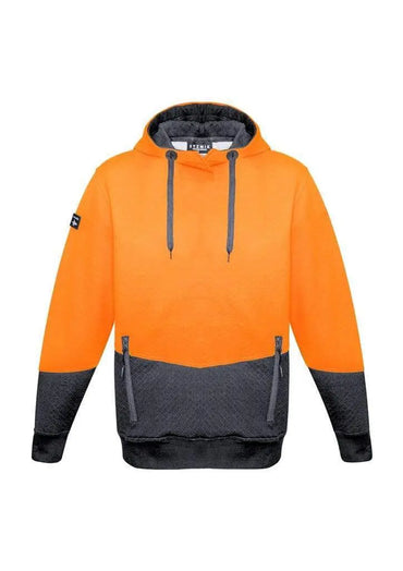 SYZMIK Unisex Hi-Vis Textured Jacquard Hoodie ZT477 Work Wear Syzmik Orange/Charcoal XXS