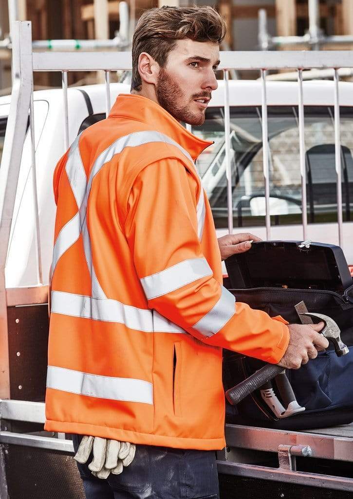 SYZMIK Unisex Hi Vis X Back 2 In 1 Soft Shell Rain Jacket ZJ680 Work Wear Syzmik