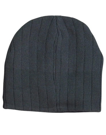 Cable Knit Beanie With Fleece Head BandCH64 Active Wear Winning Spirit Charcoal One size