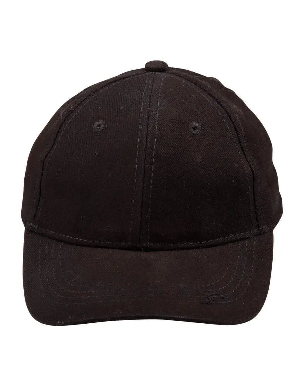 Kids Brushed Cotton Cap H1055 Active Wear Winning Spirit Black 42cm-56cm