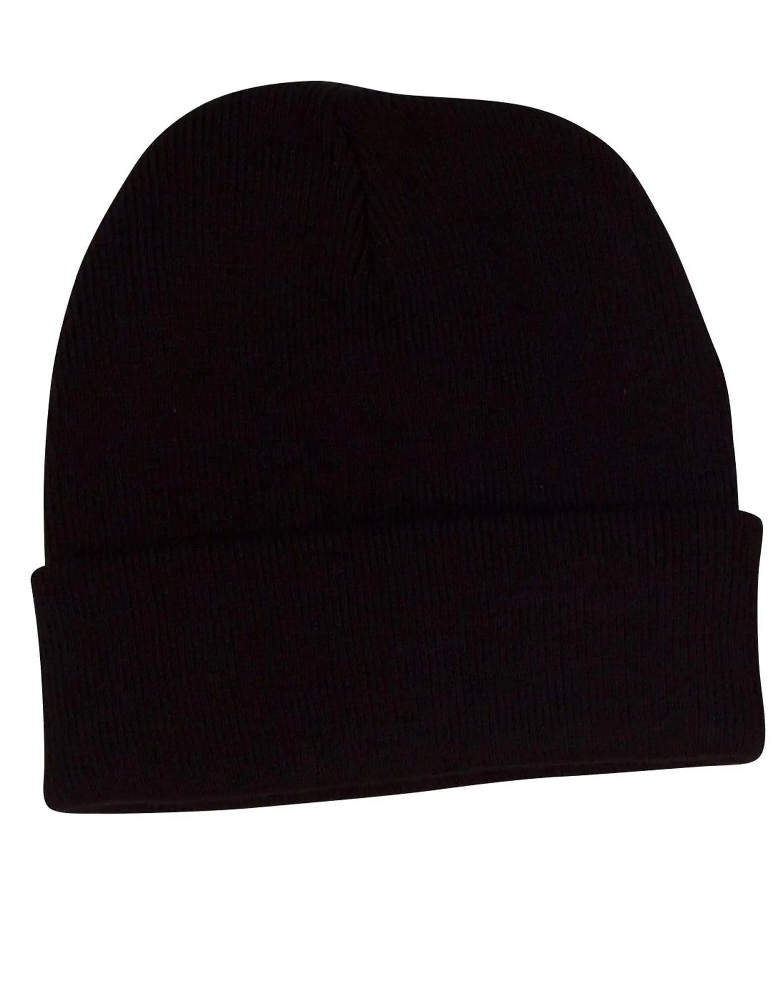 Roll Up Acrylic Beanie Ch28 Active Wear Winning Spirit Black One size fits most