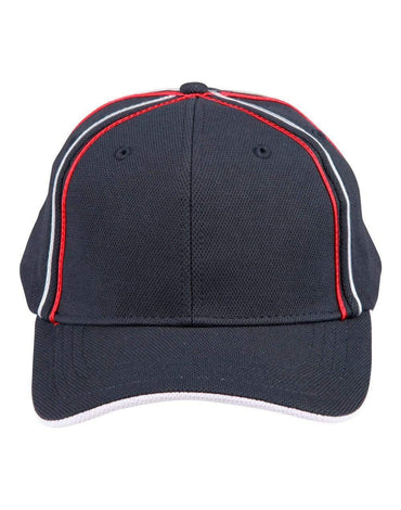 Tri-colour Pique Mesh Cap Ch76 Active Wear Winning Spirit Navy/White/Red One size