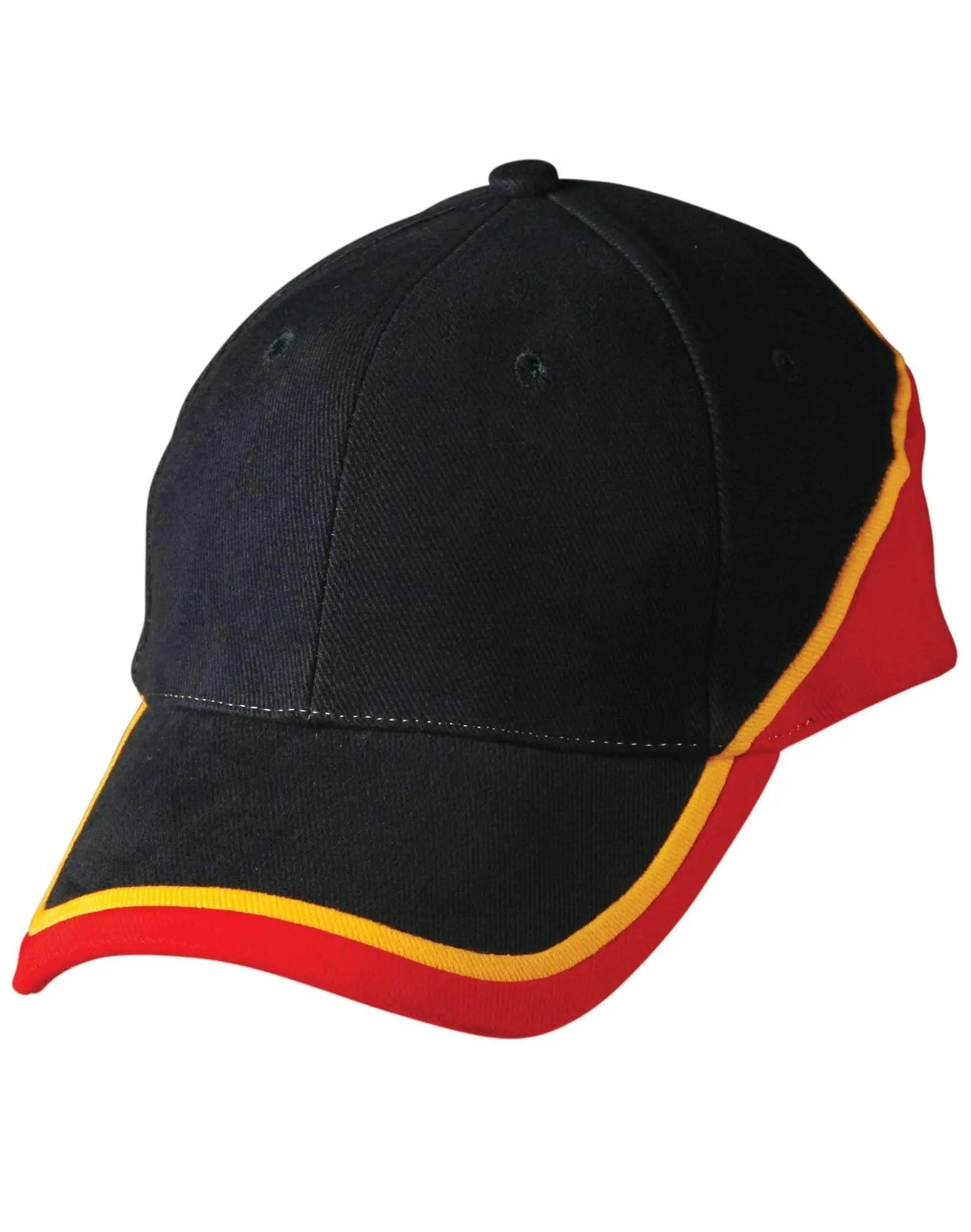 Tri Contrast Colours Cap Ch38 Active Wear Winning Spirit Black/Gold/Red One size
