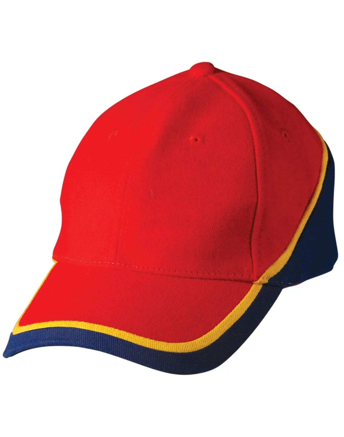 Tri Contrast Colours Cap Ch38 Active Wear Winning Spirit Red/Gold/ Royal One size