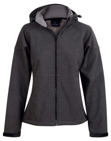 Winning Spirit Aspen Softshell Hood Jacket Ladies' Jk34 Casual Wear Winning Spirit Marl Charcoal/Charcoal 8