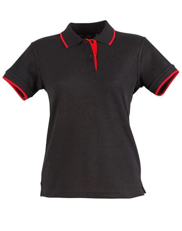Winning Spirit Liberty Polo Ladies Ps48a Casual Wear Winning Spirit Black/Red 6