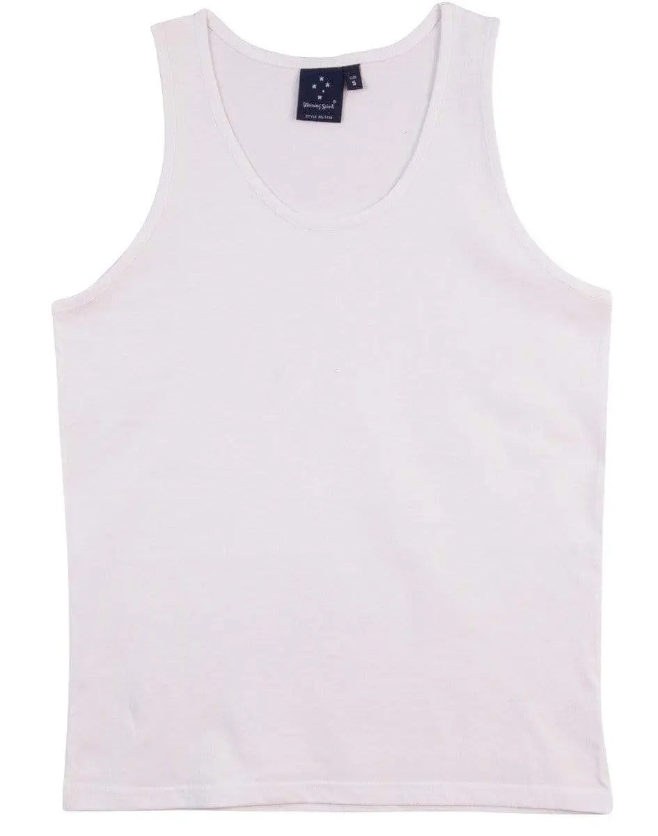Winning Spirit Men's Trainer's Cotton Singlet Ts18 Casual Wear Winning Spirit White S