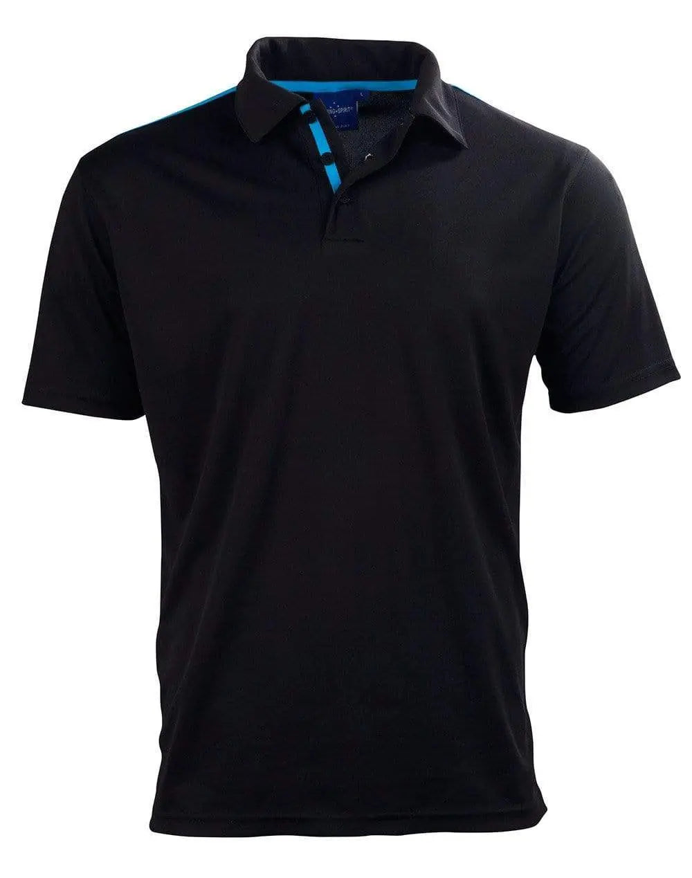 Winning Spirit PS83 STATEN POLO SHIRT Men's Casual Wear Winning Spirit Black/Cyan XS