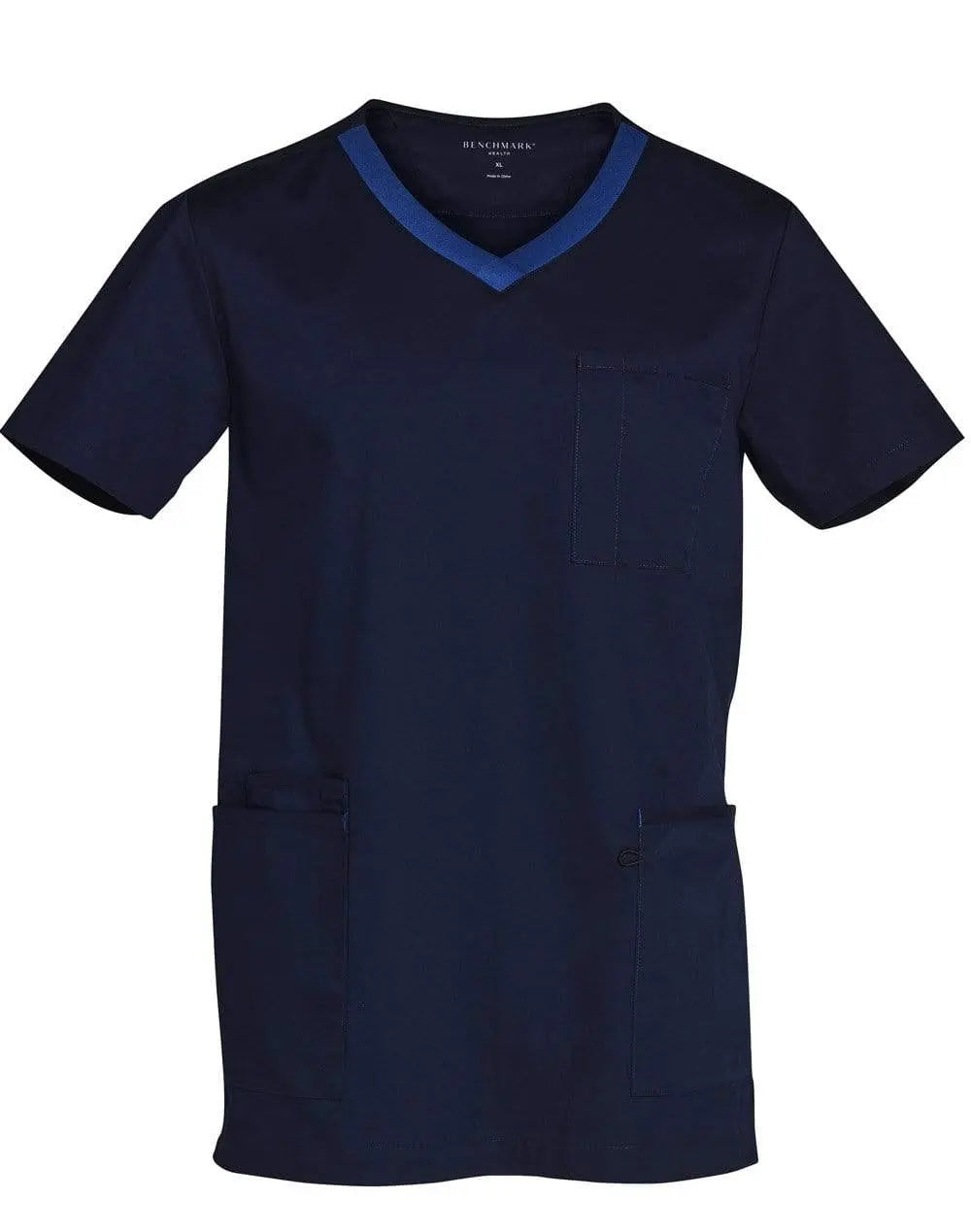 Winning Spirit Mens V-neck Trim Scrub Top M7650 Health & Beauty Winning Spirit Navy/Royal XS