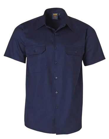 Cotton Drill Short Sleeve Work Shirt WT03 Work Wear Winning Spirit Navy S