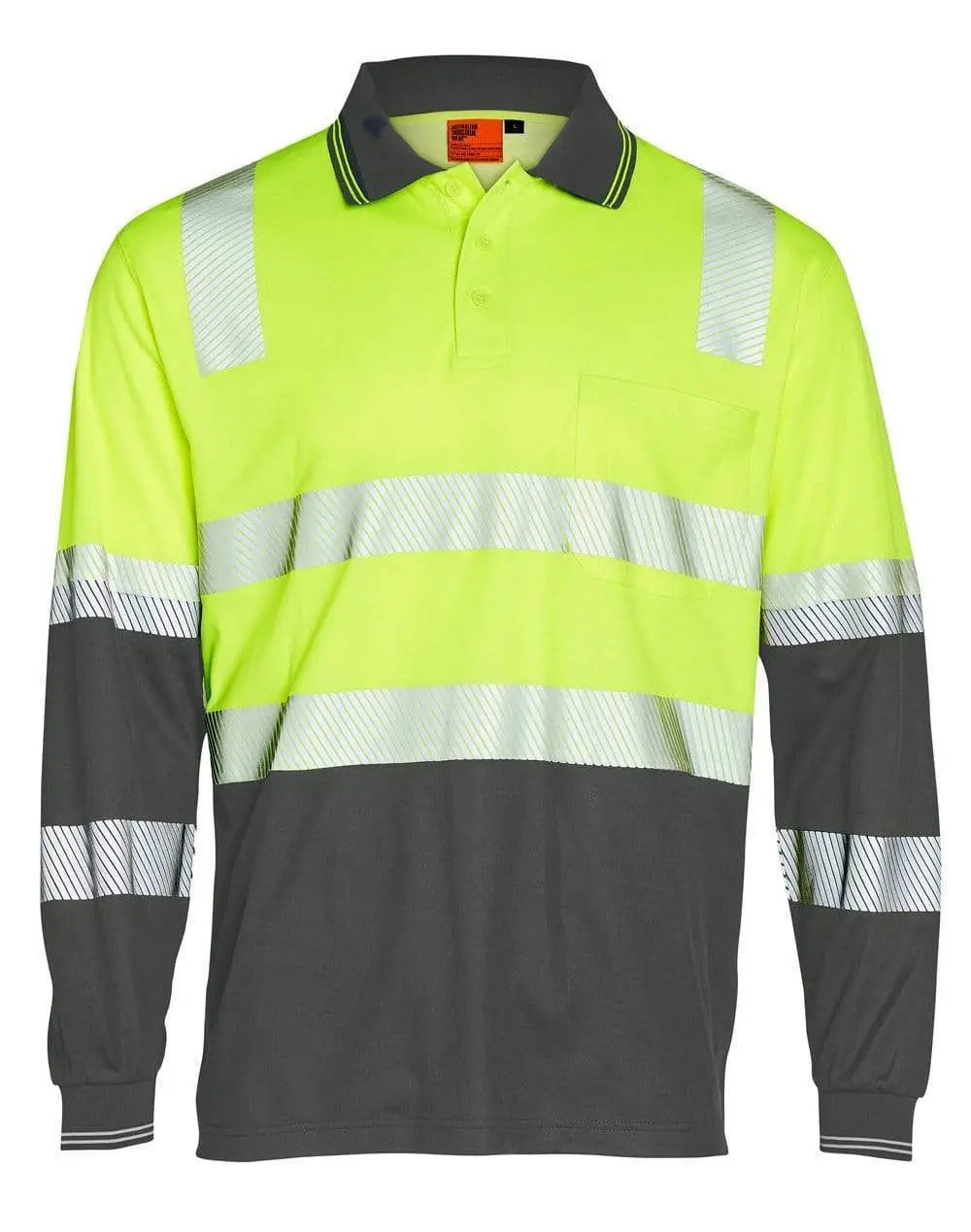 Winning Spirit unisex TRUEDRY® biomotion segmented safety polo SW74 Work Wear Winning Spirit Yellow/Charcoal 2XS