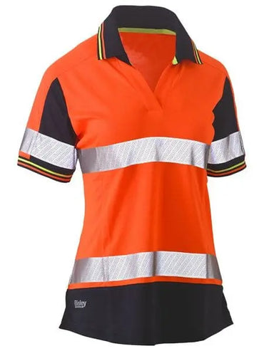 Bisley Women's Taped Two Tone Hi Vis V-neck Polo Shirt BKL1225T - City Workwear