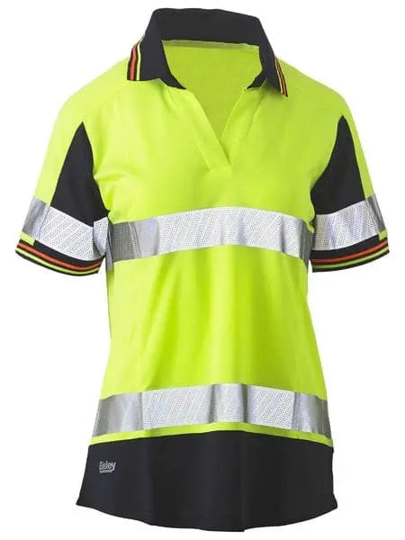 Bisley Women's Taped Two Tone Hi Vis V-neck Polo Shirt BKL1225T - City Workwear