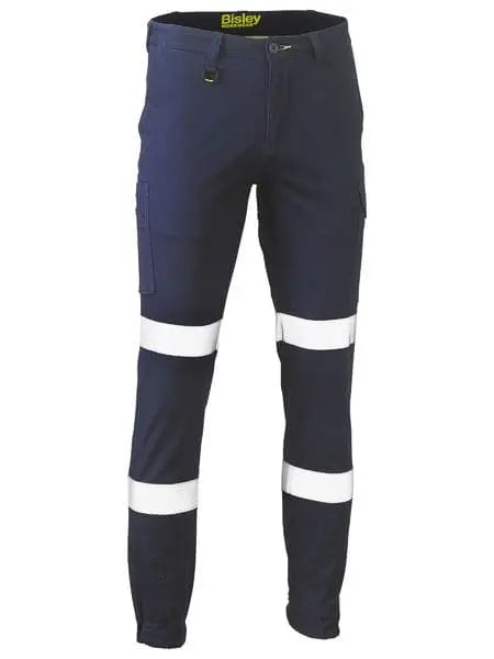 Bisley Taped Biomotion Stretch Cotton Drill Cargo Cuffed Pants BPC6028T - City Workwear