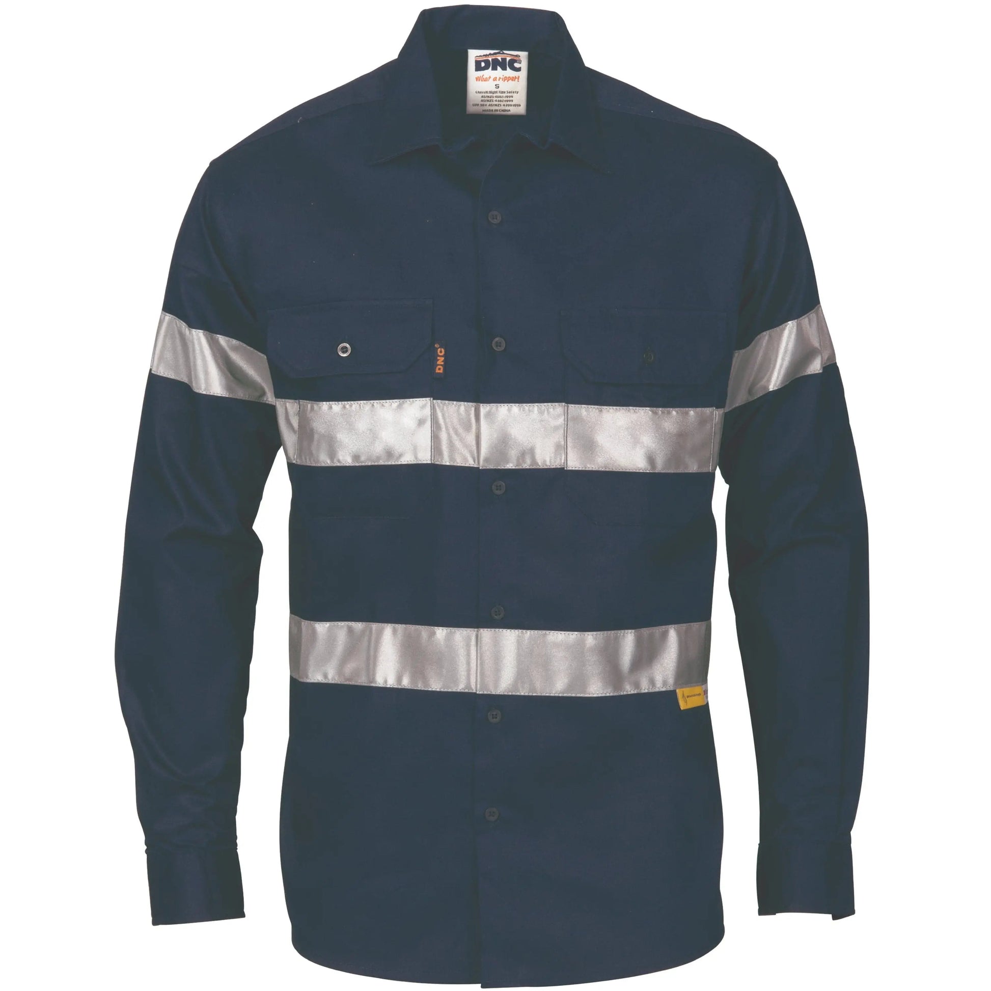 Dnc Workwear Hi-vis Cool-breeze Long Sleeve Cotton Shirt With Generic Reflective Tape - 3967 - City Workwear