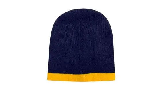 Headwear Acrylic Two Tone Roll Down Beanie X12 - 4188 - City Workwear