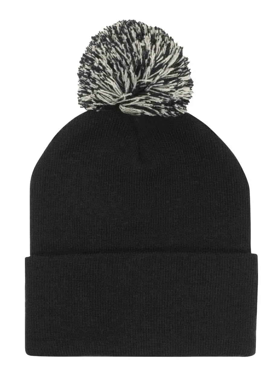 Headwear Knitted Acrylic Beanie With Pom Pom X12 - 4256 - City Workwear