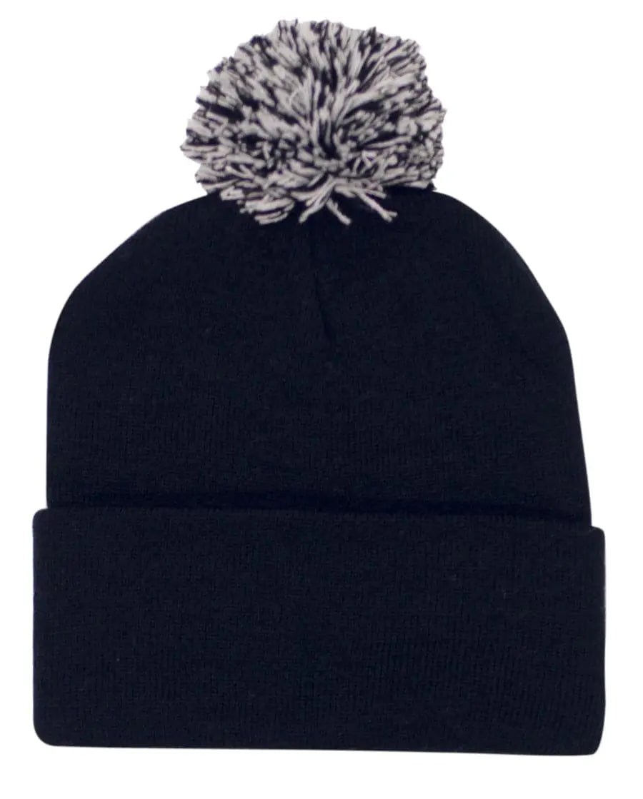 Headwear Knitted Acrylic Beanie With Pom Pom X12 - 4256 - City Workwear