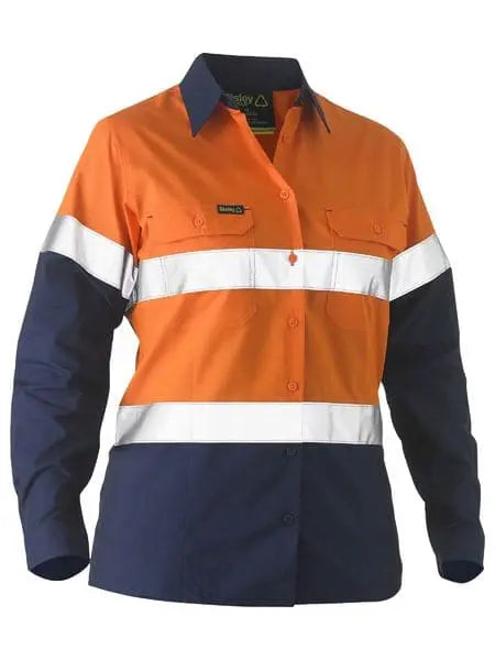 Women's Taped Two Tone Hi Vis Recycled Drill Shirt BL6996T - City Workwear