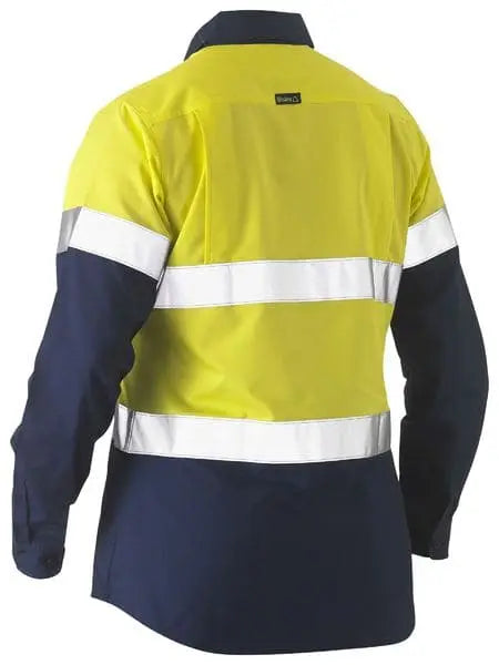 Women's Taped Two Tone Hi Vis Recycled Drill Shirt BL6996T - City Workwear