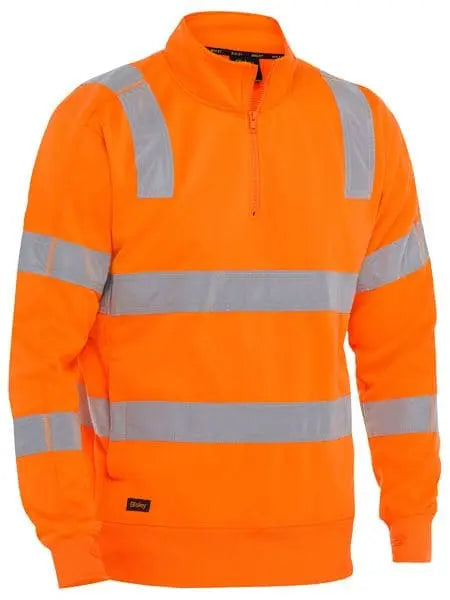 Bisley Taped Hi Vis 1/4 Zip Taped Pullover Rail Orange BK6814T - City Workwear