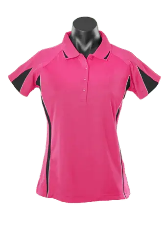 Aussie Pacific Eureka Ladies Polo Shirt 2304 Casual Wear Aussie Pacific Hot Pink/Black/White 8