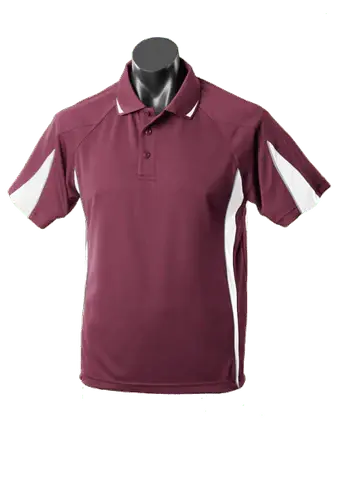 Aussie Pacific Men's Eureka Polo Shirt 1304 Casual Wear Aussie Pacific Maroon/White/Ashe S