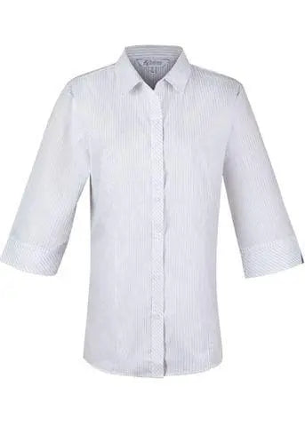 Aussie Pacific Ladies Bayview 3/4 Sleeve Shirt 2906T Corporate Wear Aussie Pacific White/Silver 4
