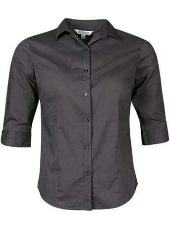 Aussie Pacific Ladies 3/4 Sleeve Shirt 2903T Corporate Wear Aussie Pacific Black 4