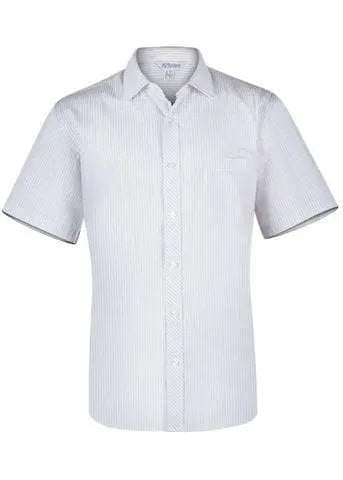 Aussie Pacific Men's Bayview Short Sleeve Shirt 1906S Corporate Wear Aussie Pacific White/Silver XXS